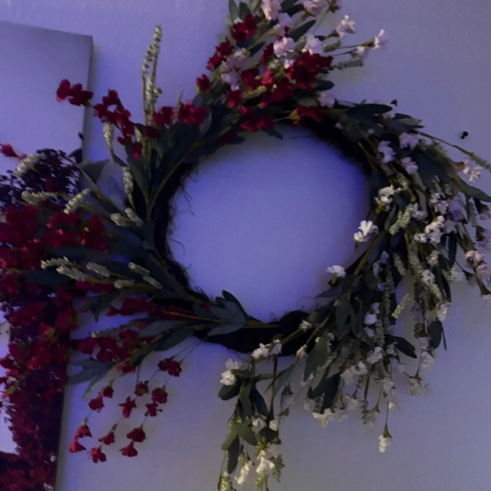 Handcrafted Red & White Floral Holiday Wreath